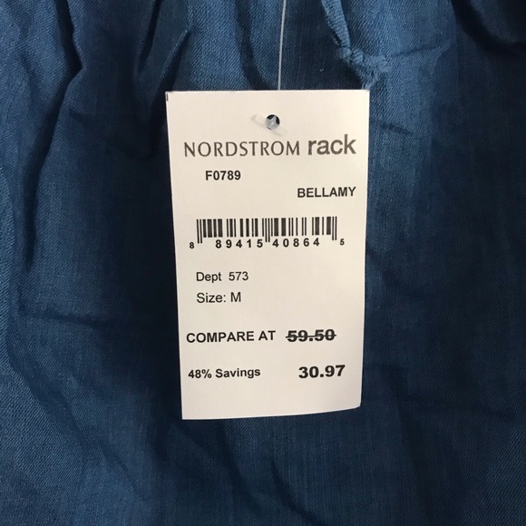 NWT Madewell Denim Off The Shoulder Blue Ruffle Sleeve Shirt Sz M - Picture 4 of 4